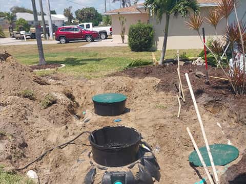 Septic site excavating for septic system installation.